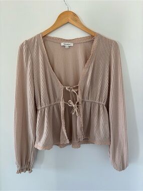 Francesca’s Tan Tie Up Detailed Top